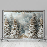 Lofaris Luxury White Snowy Pine Trees Winter Photo Backdrop